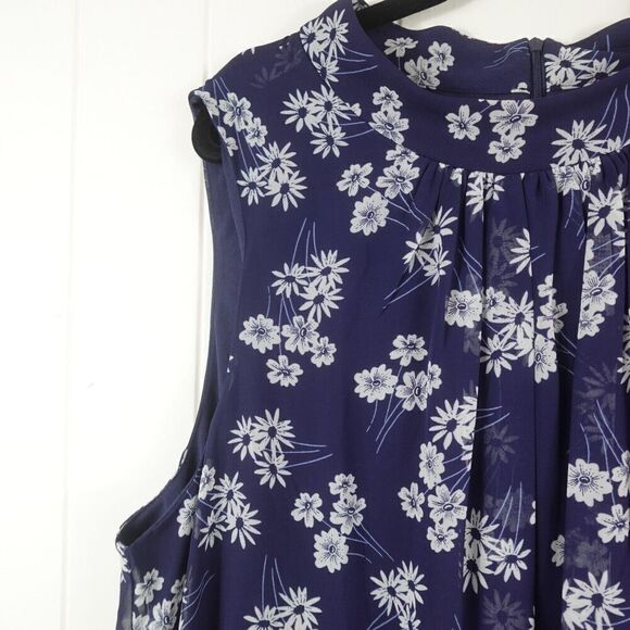 Jessica Howard Womens Plus Blue Floral Ruched Shift Dress Size 22W - Picture 5 of 11